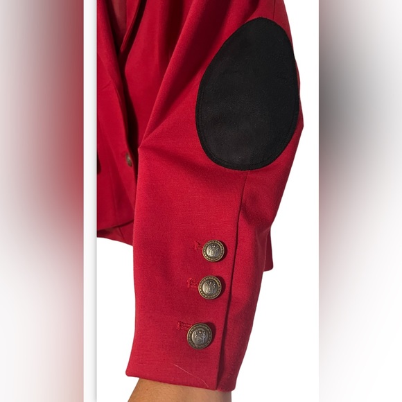 Cass Women’s Red Blazer with Black Suede Elbow Detail si3 Large Minimalist - Picture 7 of 15